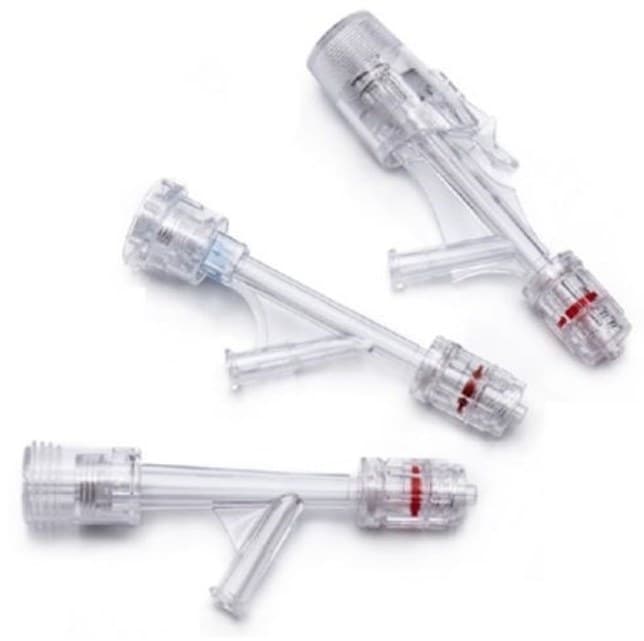 Sino-Y haemostasis valve — push-pull, push-click and screw variants.